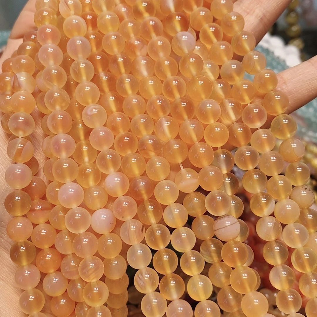 玛瑙/玉髓散珠天然溏心玛瑙一条8mm