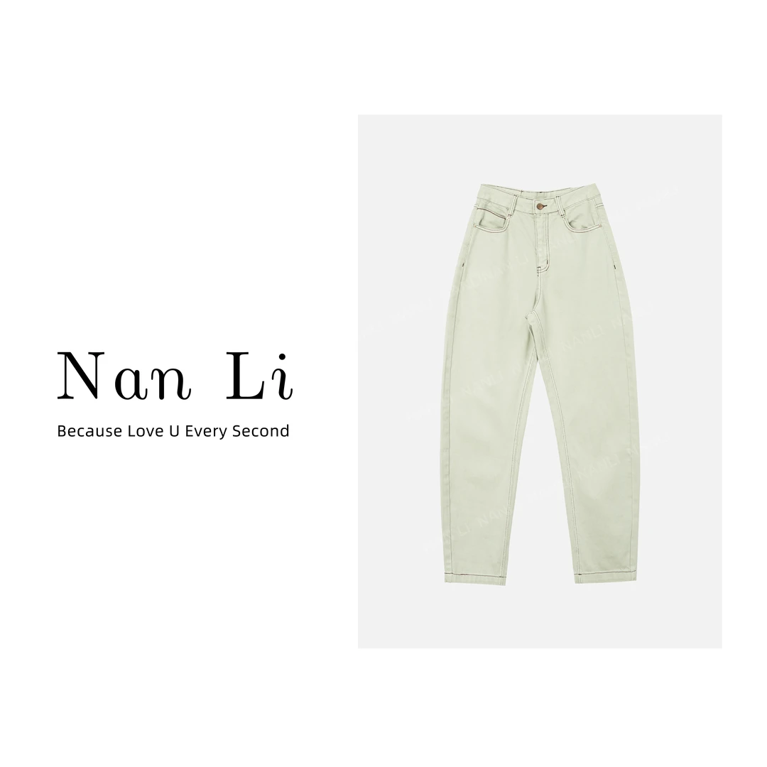 NanLi 红线牛仔裤早春新款红色明线牛仔裤/弧形弯刀立体感【H340】