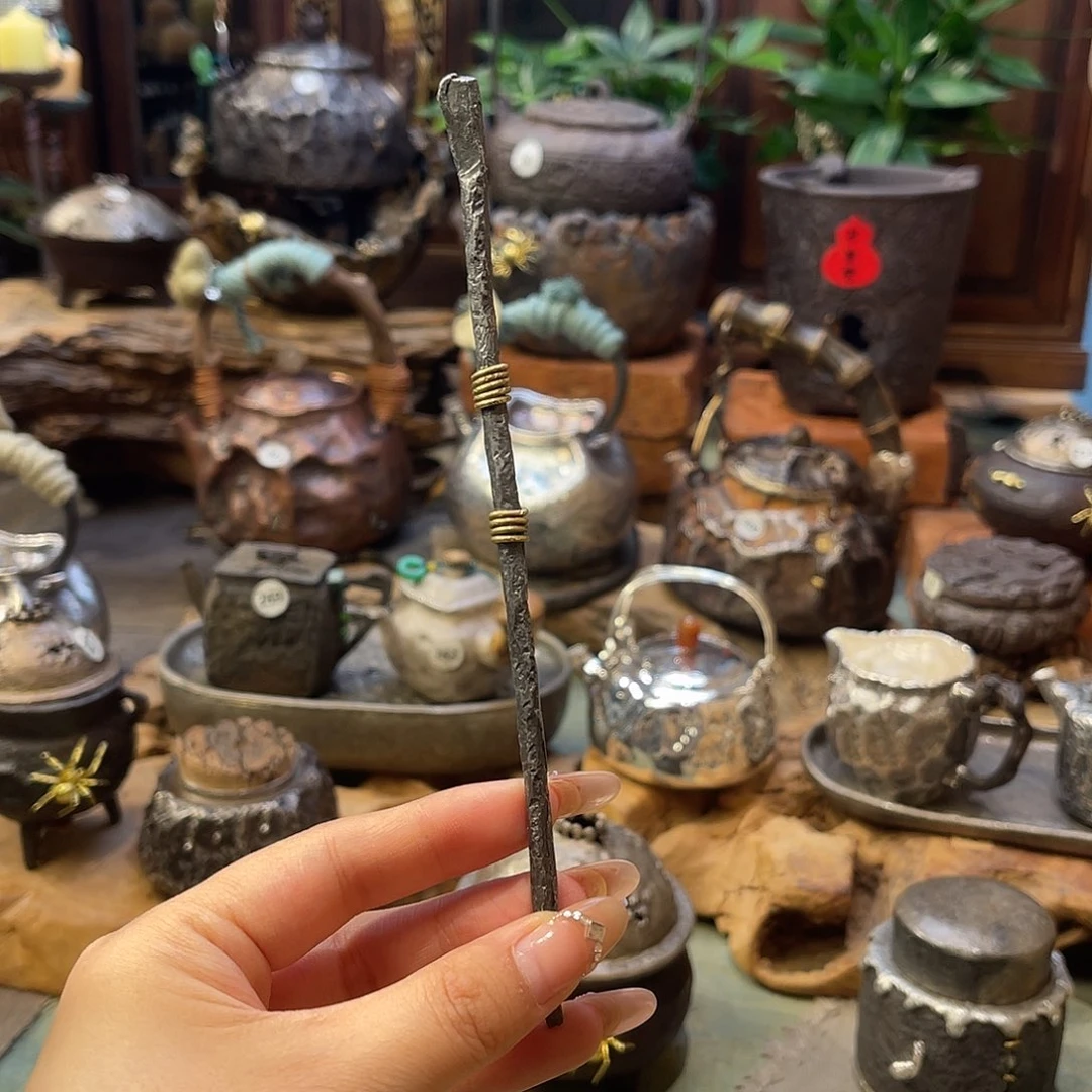 紫砂手工制作锡茶拨