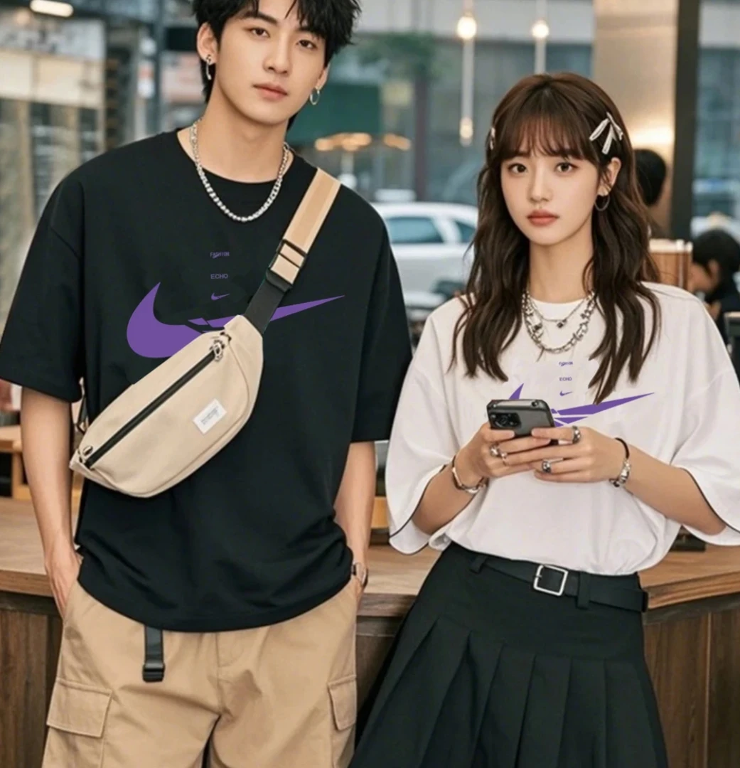 2025款夏季男士T恤短袖纯棉休闲圆领潮流时间T恤新款百搭