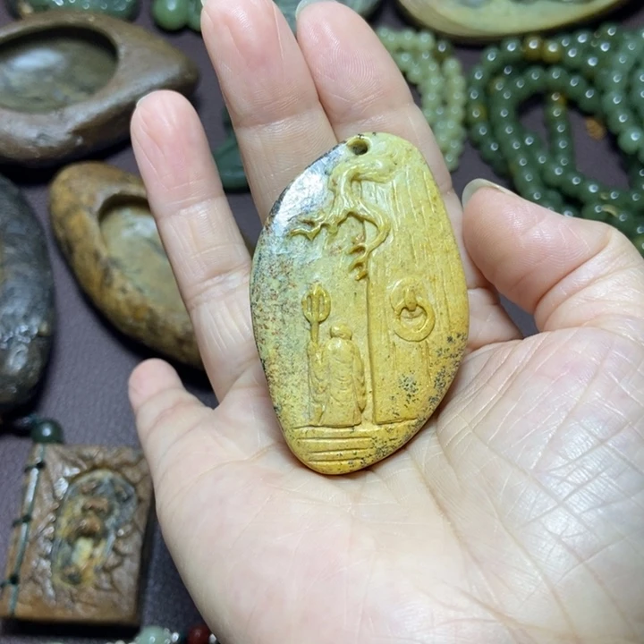 岫岩河磨玉（透闪石质玉）未镶嵌颈饰老*1