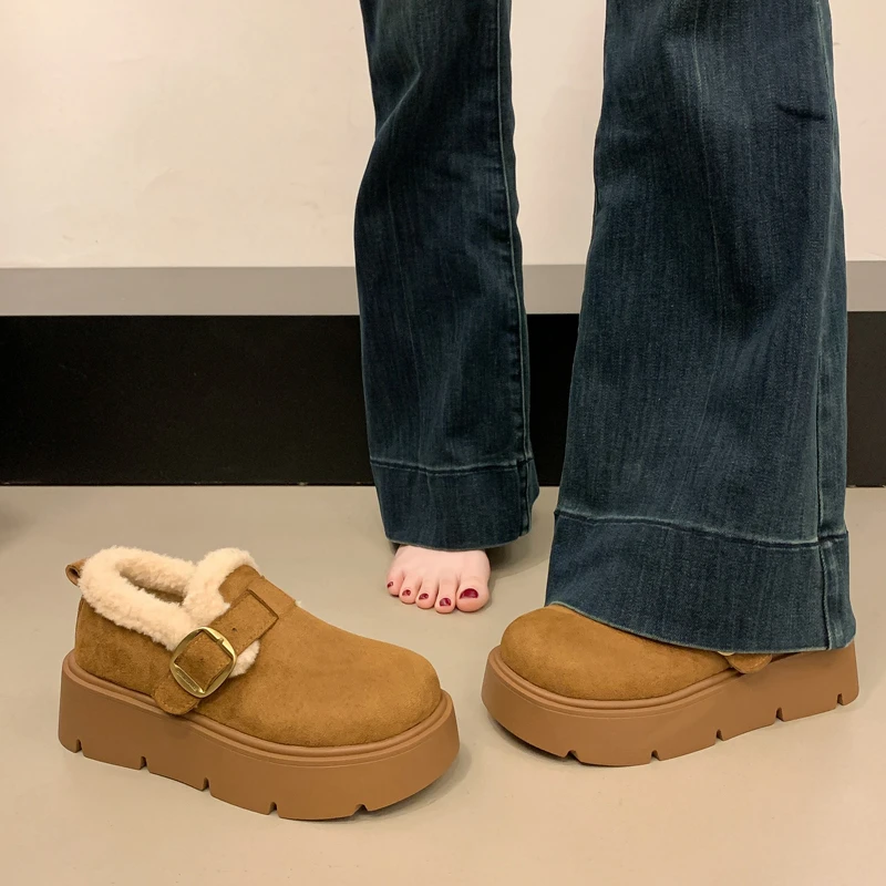 鞋子女款冬季勃肯鞋厚底加绒毛毛2025新款爆款复古保暖棉鞋雪地靴