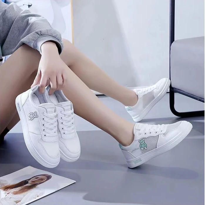 春夏新款女生学生休闲百搭系带网面透气板鞋YDK199