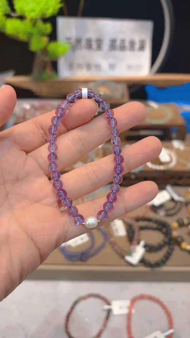 单圈紫水晶搭淡水珍珠款手串Y607