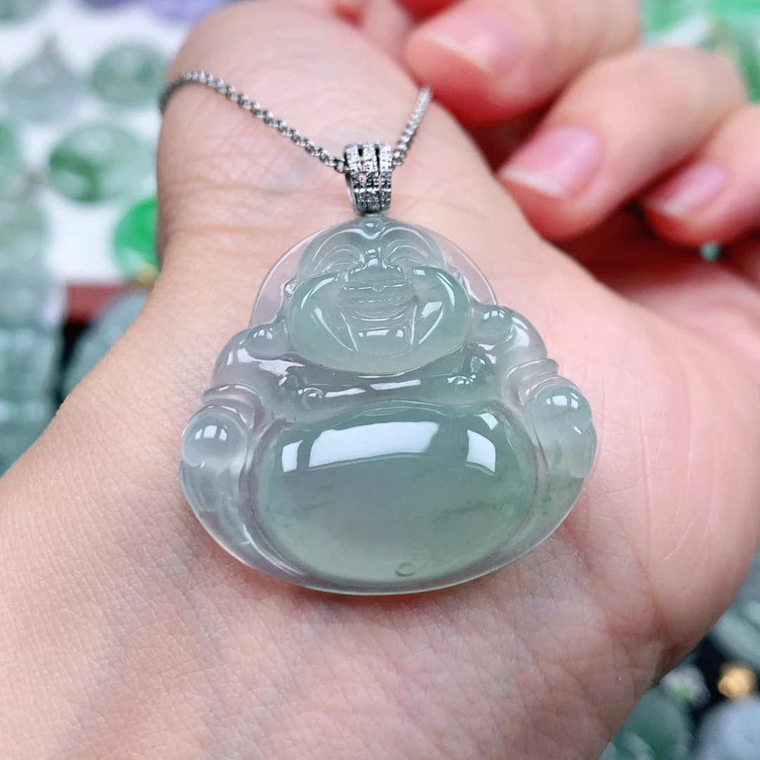 翡翠吊坠(不含链)18K金镶嵌