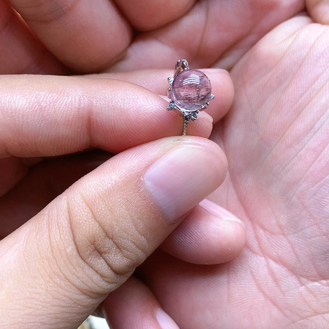 扩***银S925镶嵌戒指水晶天然水晶戒指