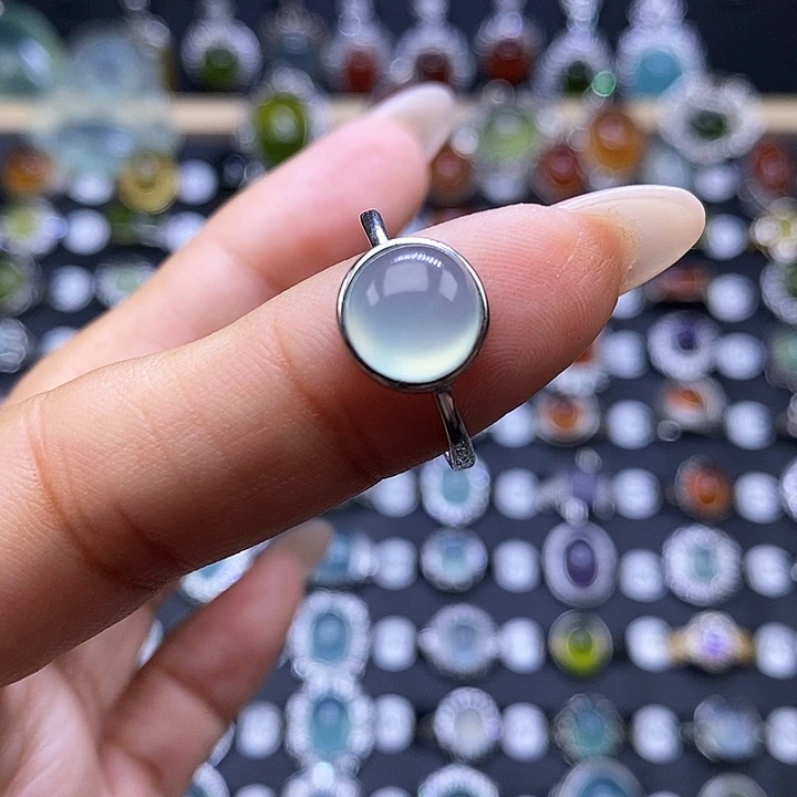 岫玉银S925镶嵌戒指戒指