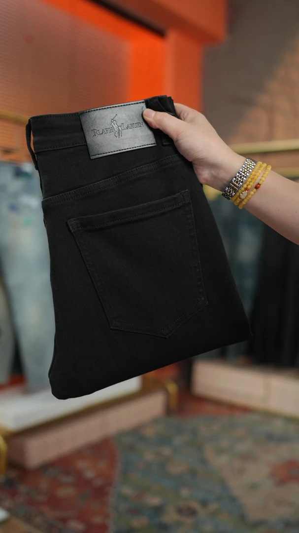 黑色战马烫钻潮流百搭高端轻奢修身小直筒裤子男款裤子男款秋冬款