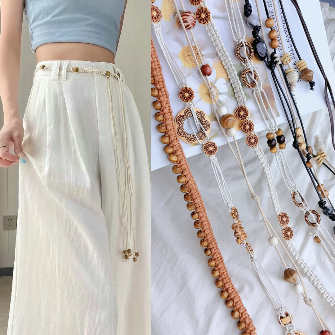 波西米亚编织绳子民族风女流苏腰带腰链连衣裙绑带韩版裤子装饰绳