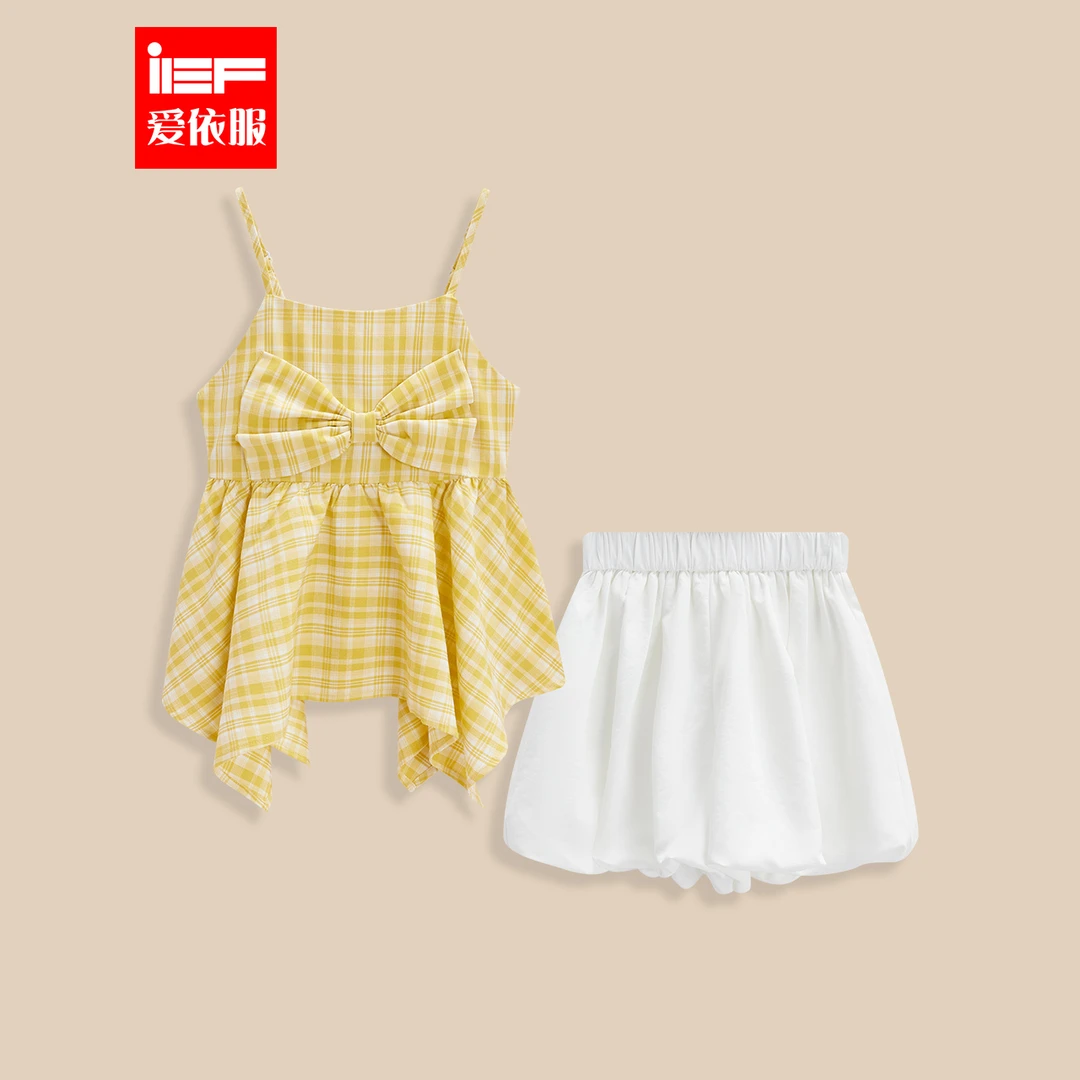 IEF【爱依服童装】2025夏季新款韩系风时尚洋气女童上下套裤