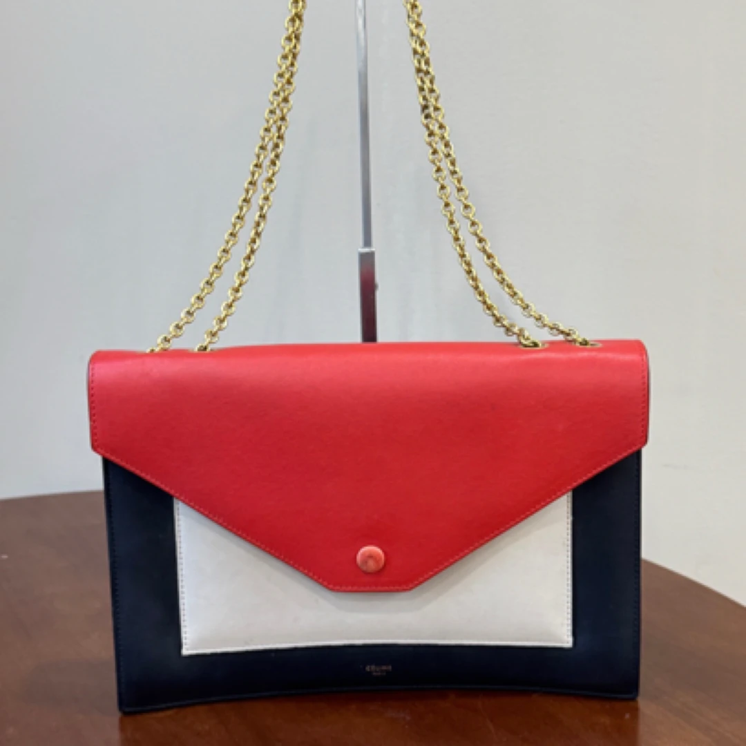 95新 Celine/思琳 Celine赛琳拼色信封链条包