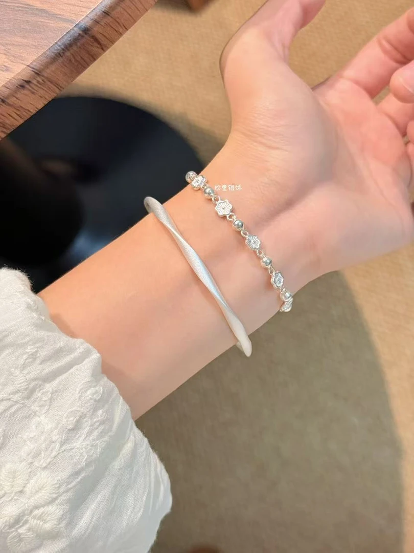 足银手镯 足银莫比乌斯环手镯古法女纯银镯子闭口简约百搭礼物