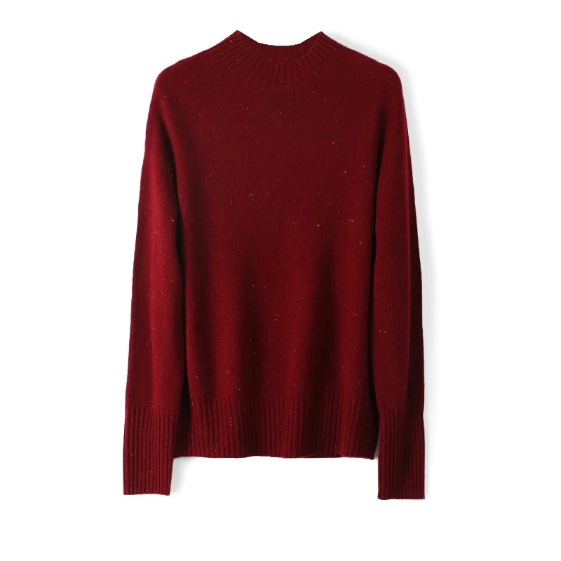 【半高领】100羊毛秋冬女士长袖新款纯色针织毛衣保暖时尚百搭