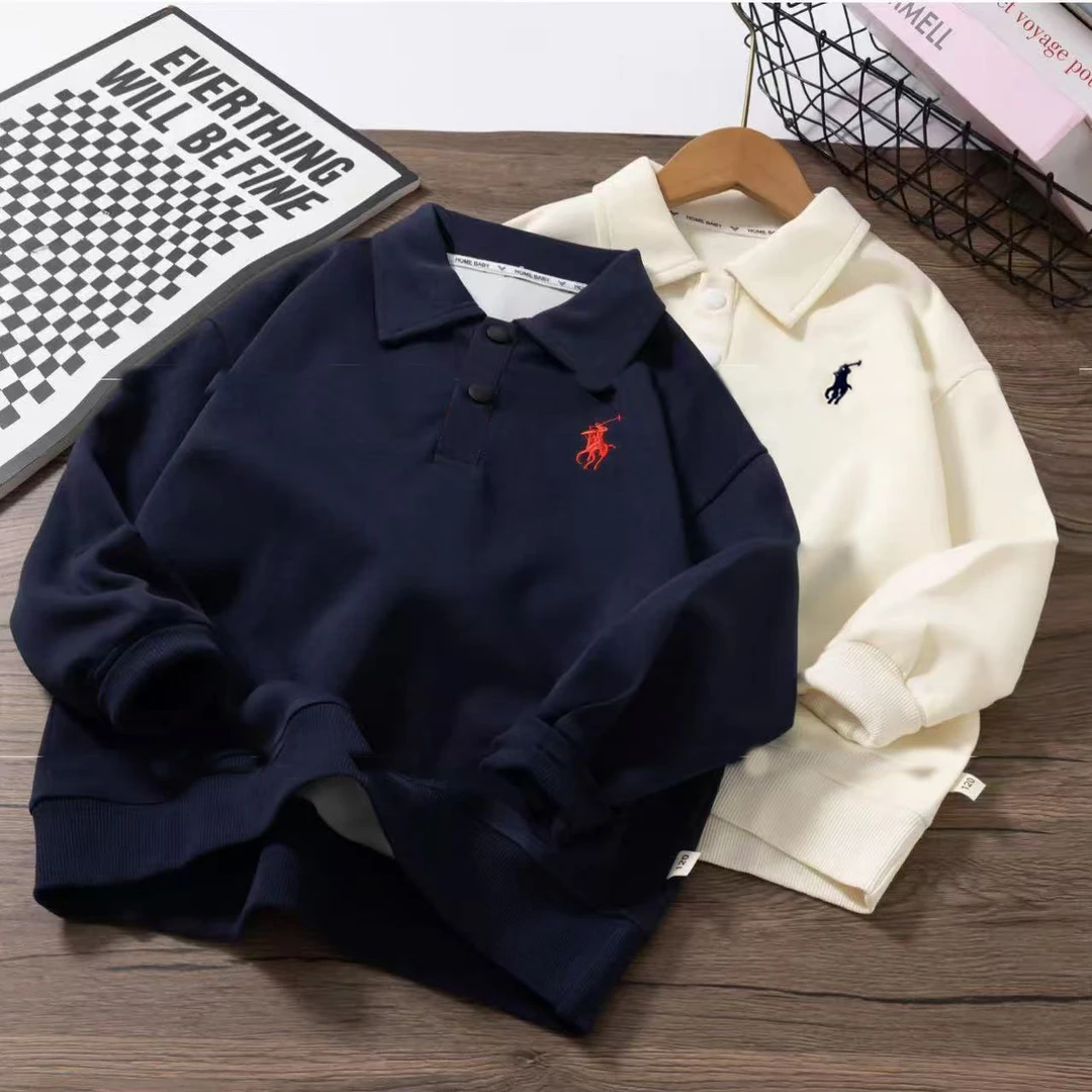 502186童装男童POLO领卫衣2025春季儿童洋气潮酷卫衣外搭上衣卫衣