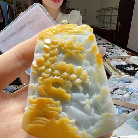 翡翠未镶嵌颈饰一个