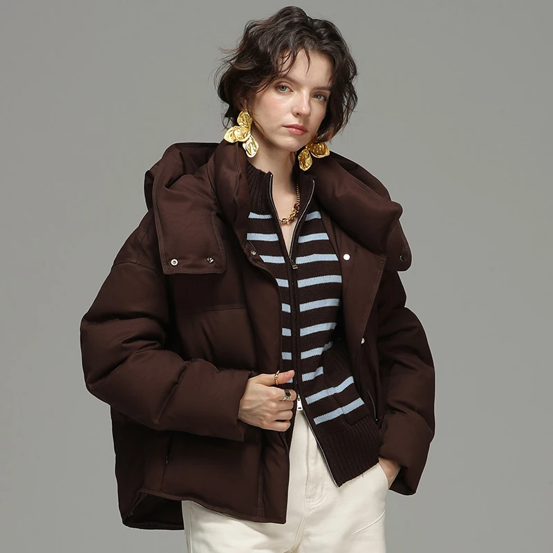 时尚短款羽绒服90鸭绒连帽保暖休闲外套FS82747