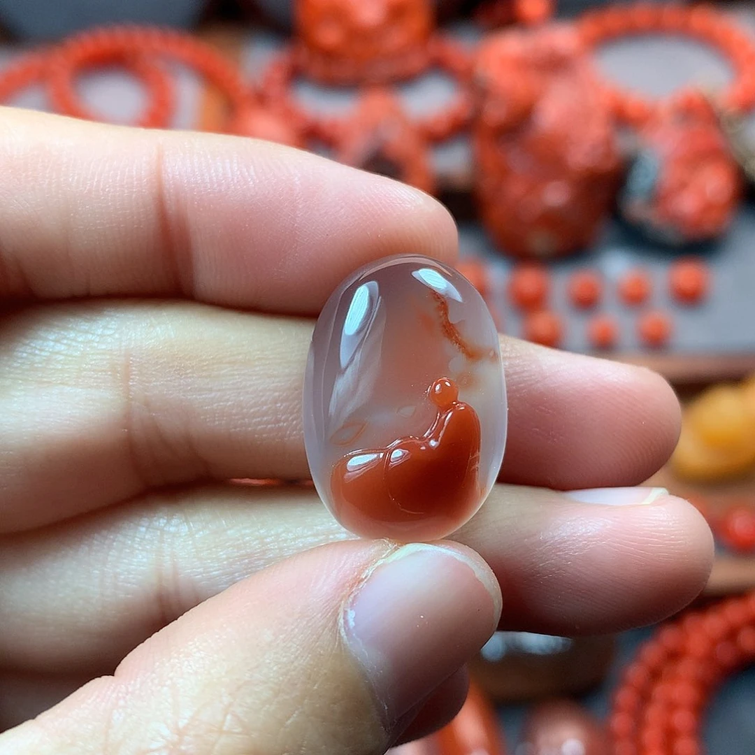 南红玛瑙悟道佛牌子未镶嵌