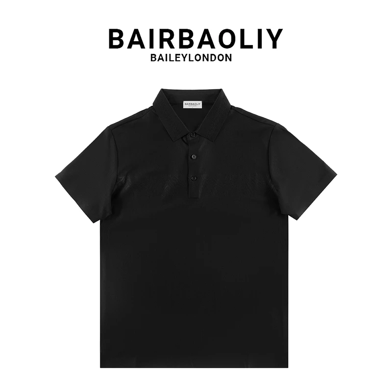BAIRBAOLIY男士高级轻奢设计感钢印垂感透修身精致气Polo衫短袖