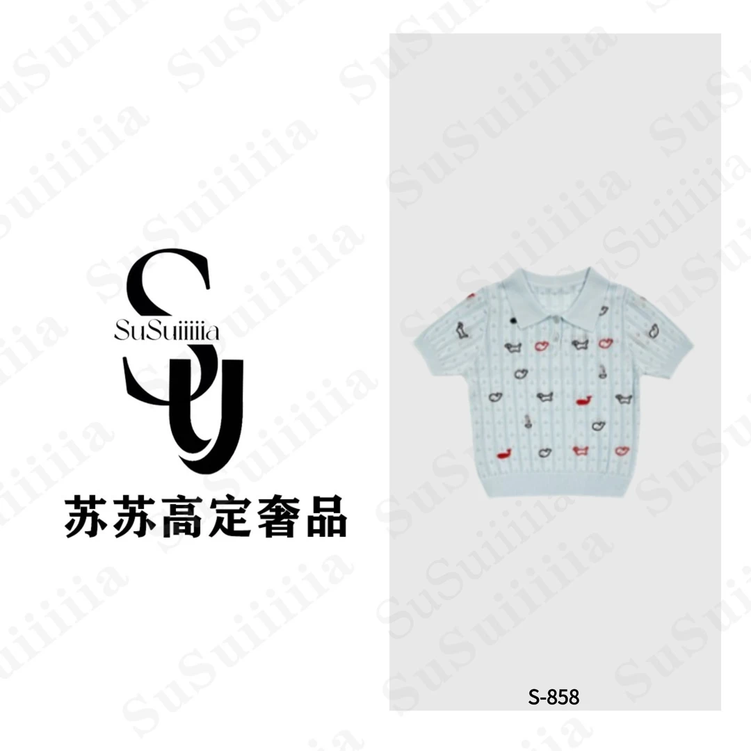 【多姿多彩】春夏韩系穿搭刺绣撞色翻领短袖针织858号