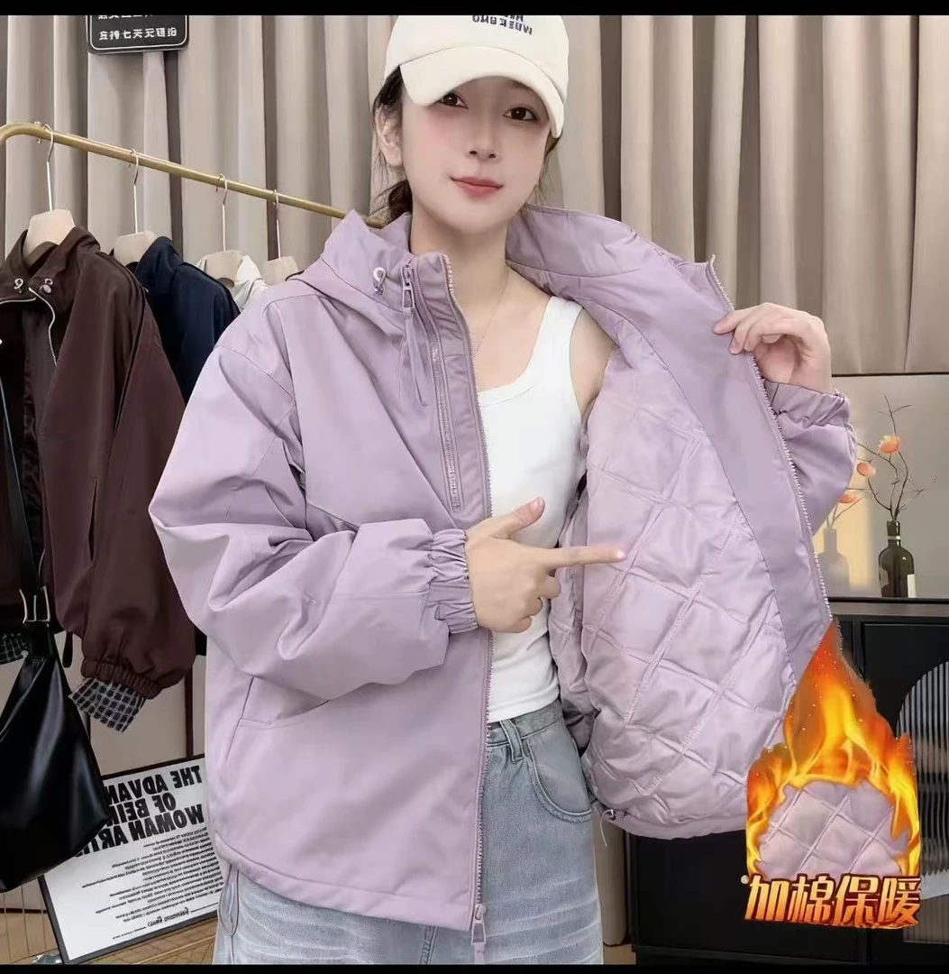 棉服女秋季短款外套运动2025新款爆款洋气夹克女棉服上衣