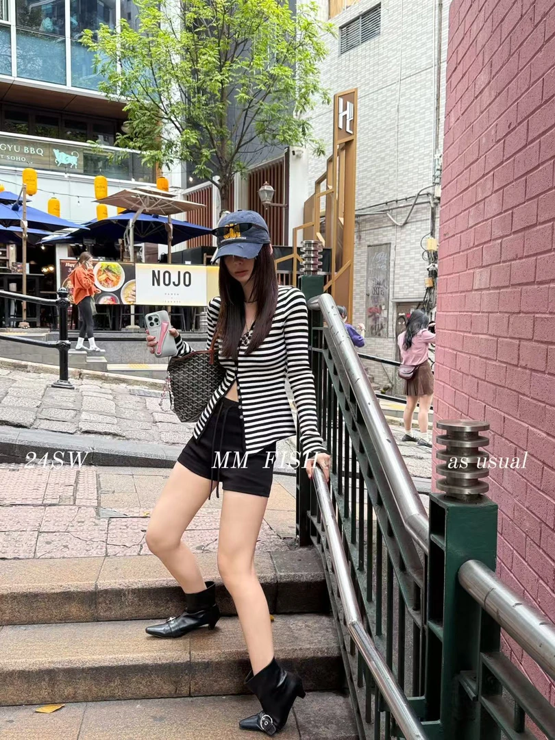 馒头（1mtm038#）喜欢绿色！条纹针织开衫 2-16