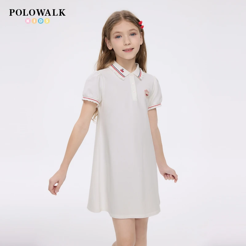 POLOWALK童装2025秋冬新品女童甜美时尚休闲短袖连衣裙W526A0031