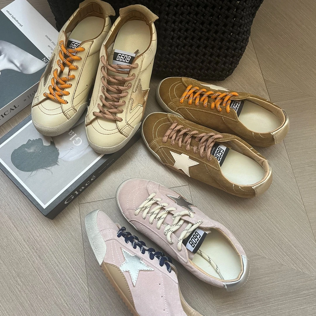 【AiAi】星星做旧小脏鞋 系带低帮德训板鞋(868-8)百搭拼色