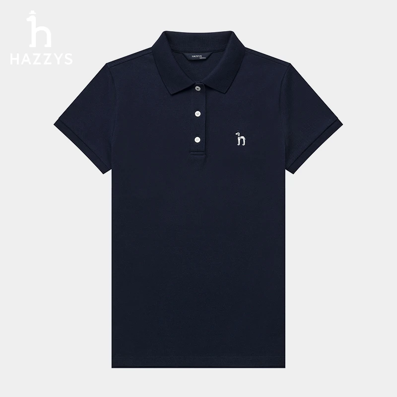 Hazzys哈吉斯女士夏季通勤polo衫商务休闲简约舒适短袖翻领T恤