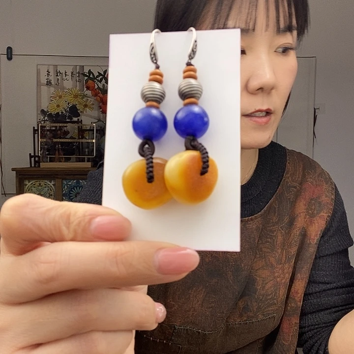 蜜蜡耳饰未镶嵌耳饰