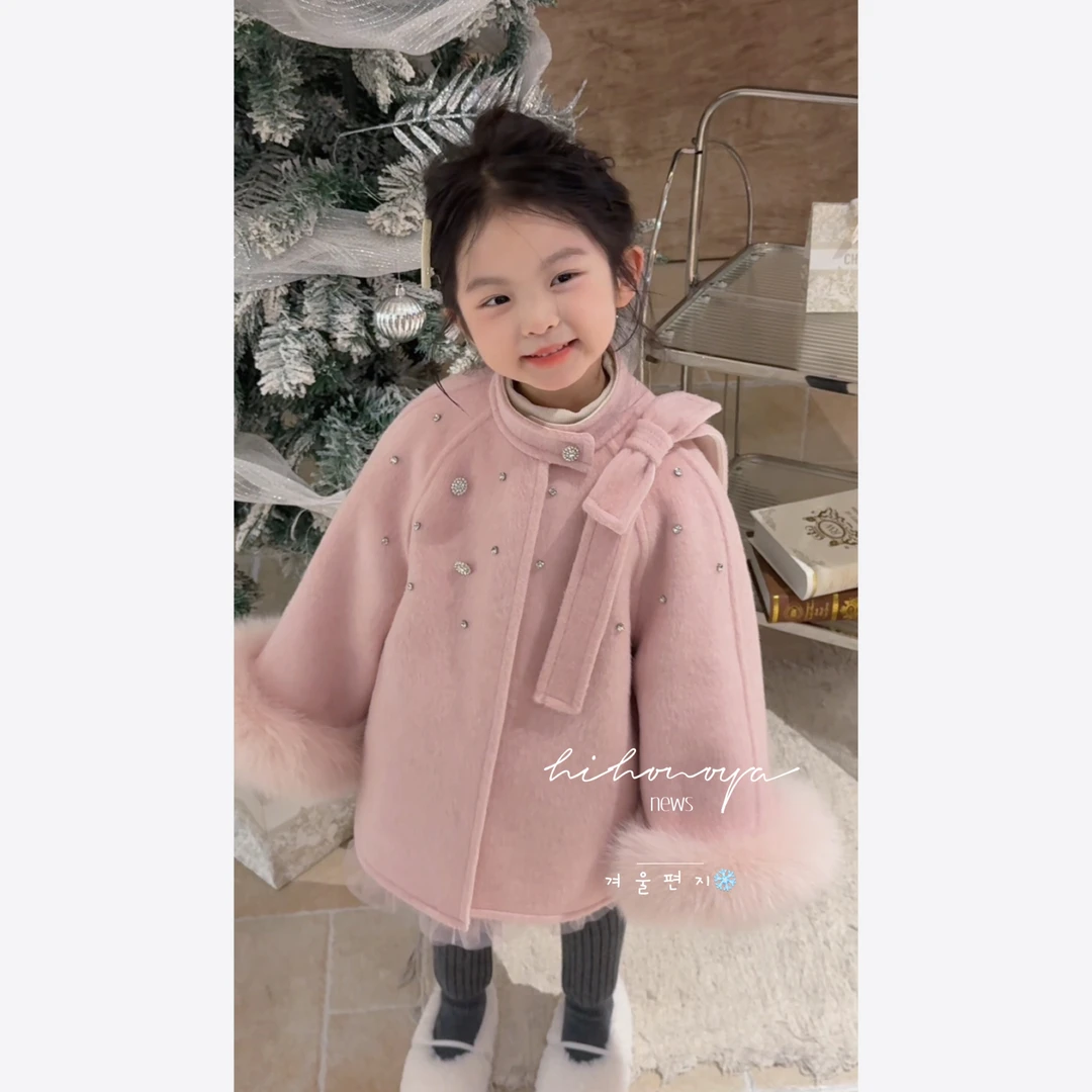 【香阀世家】二Hihoniya~2025冬宝宝澳洲羊毛白狐狸毛双面呢大衣