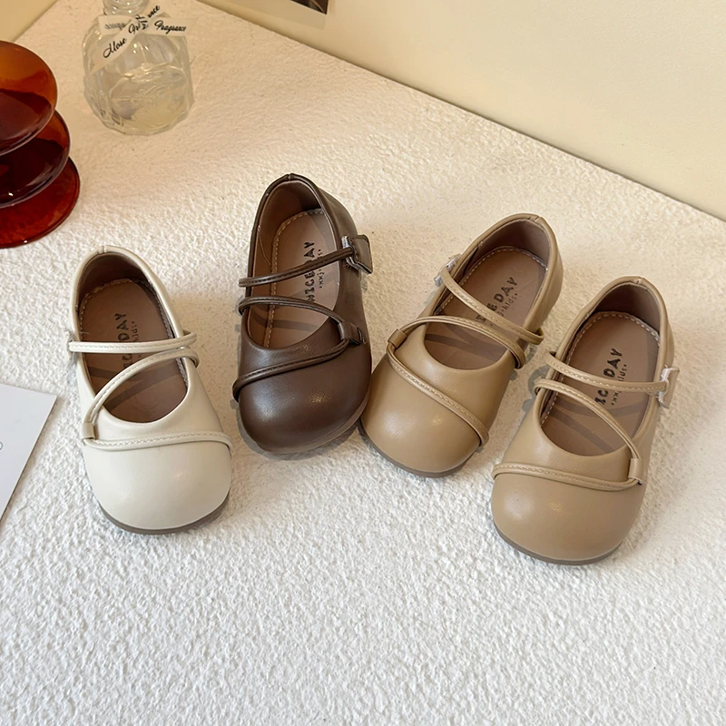 儿童小皮鞋2025春秋新款女童韩版奶奶鞋宝宝软底单鞋女孩洋气鞋子