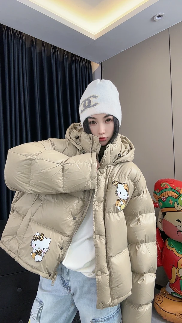 【劉發發】W456【豹纹猫咪羽绒】新款韩版百搭时尚保暖连帽羽绒服