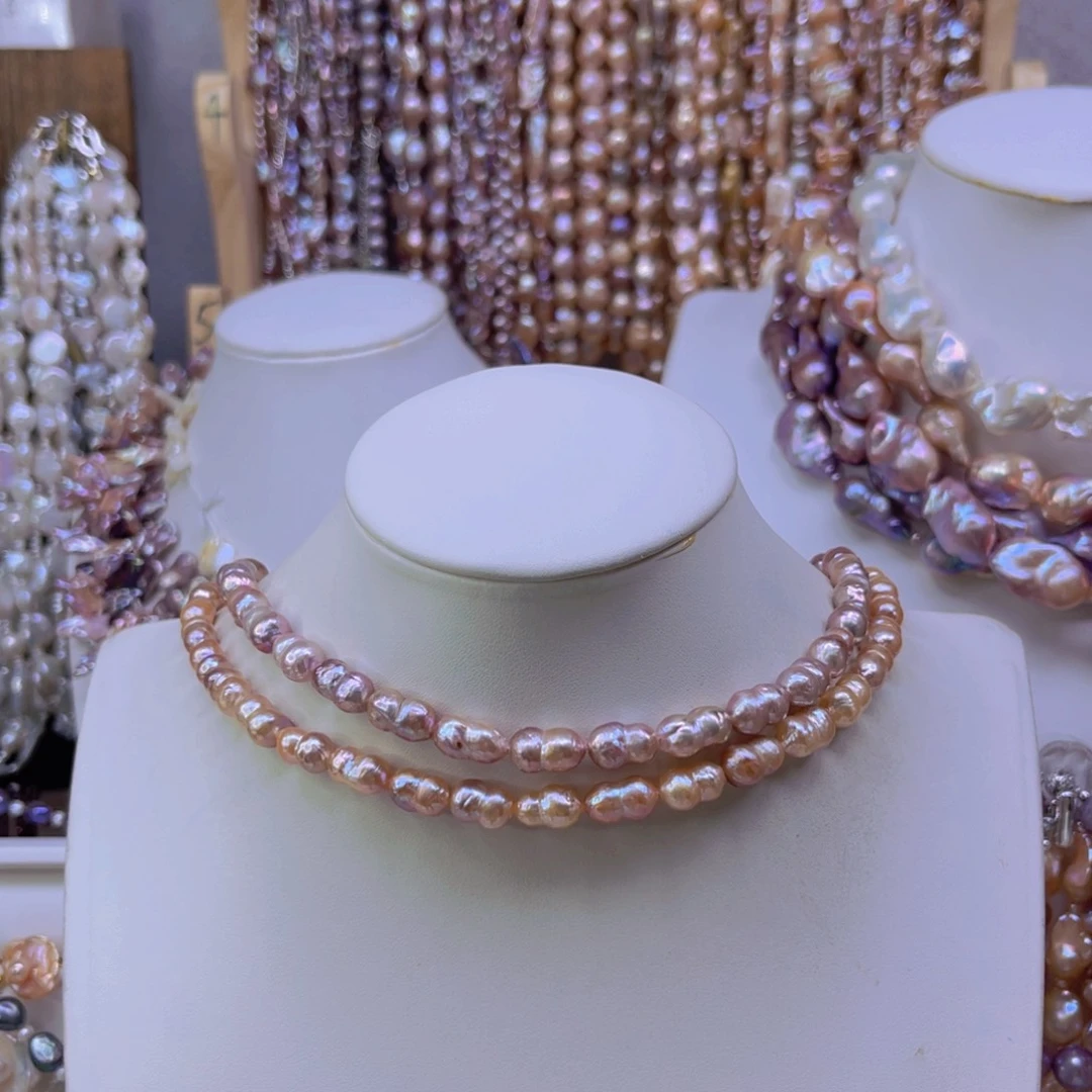 自***官淡水珍珠手绳合金