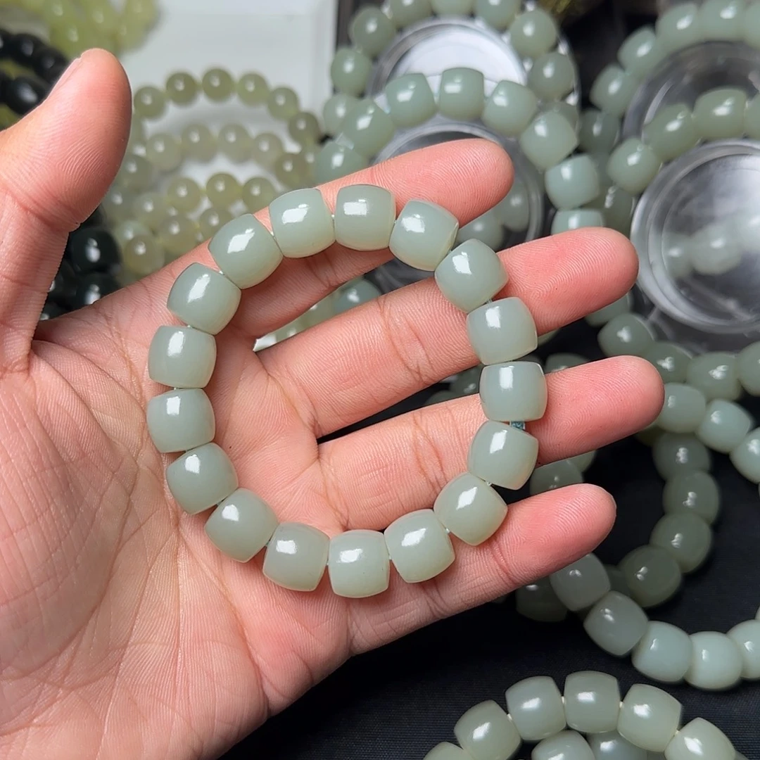 沧***浪和田玉未镶嵌手串和田玉卡13且末青白玉多样性拍一发一