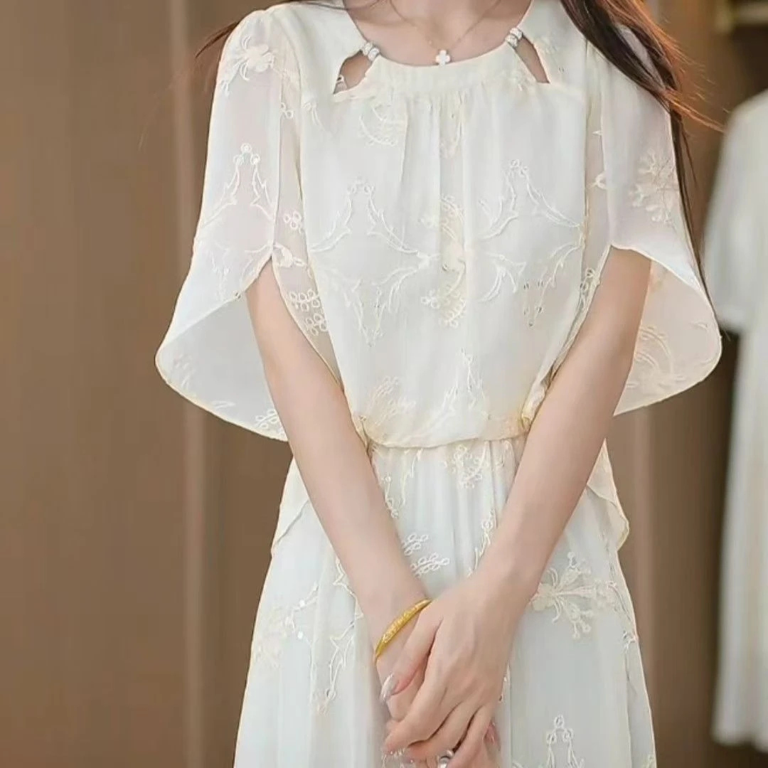 夏装中年女装年轻妈妈假两件连衣裙2025新款端庄大气高级感裙子薄