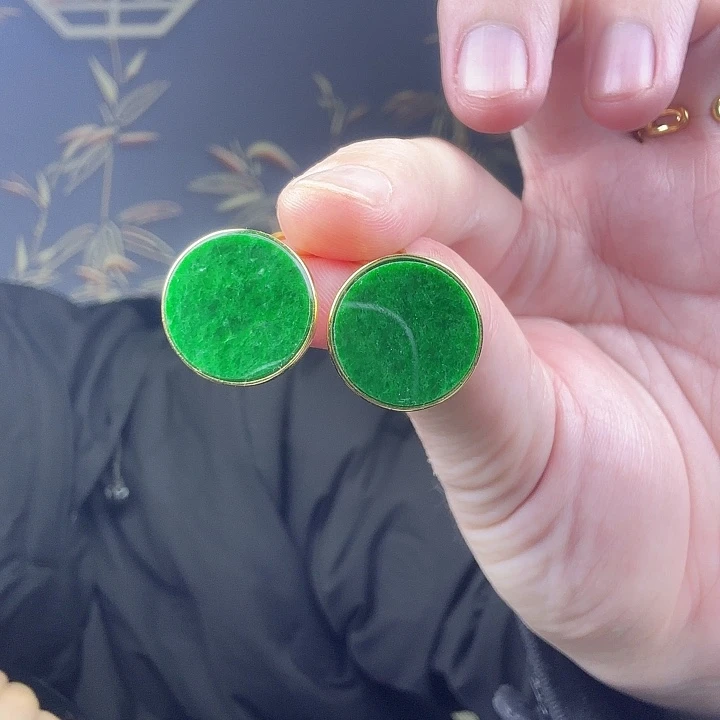 翡翠耳饰银S925镶嵌扎****娜特价 有白点 女神节