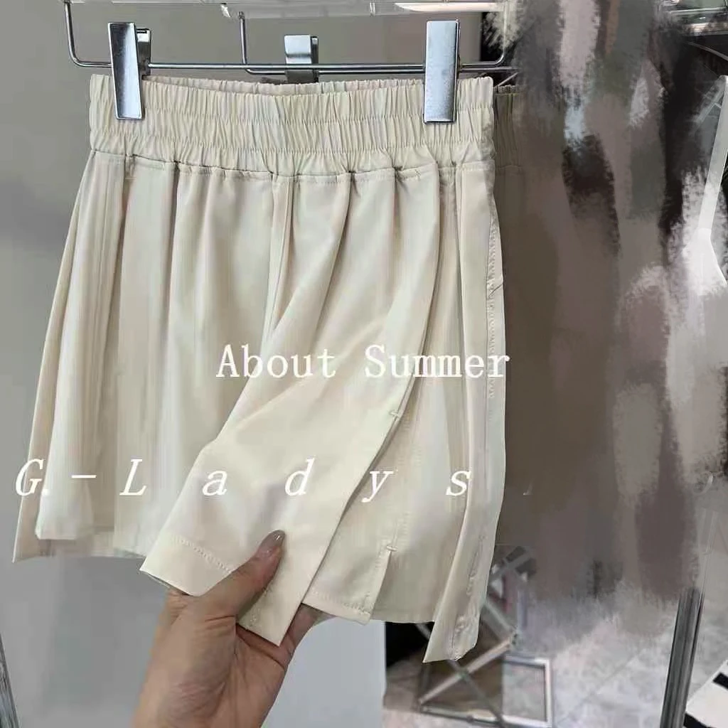 瑜伽短裤速干透气休闲裤百褶阔腿百搭时尚简约梭织高腰夏季