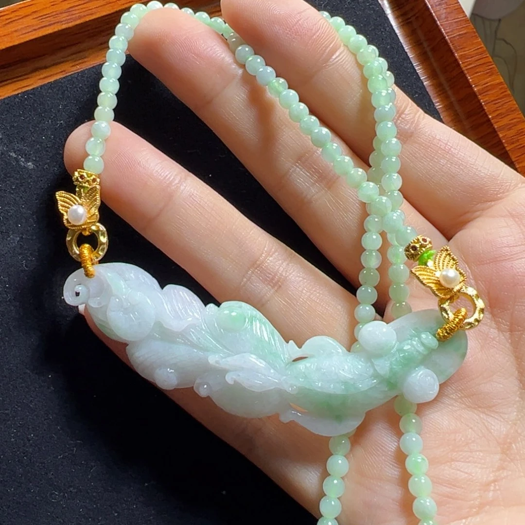 翡翠未镶嵌毛衣链锦鲤