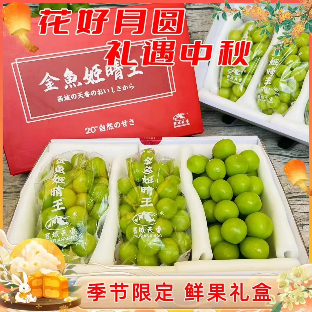 【乐鲜果园】西域天香金鱼姬青提原箱3串礼盒装当季新鲜青提