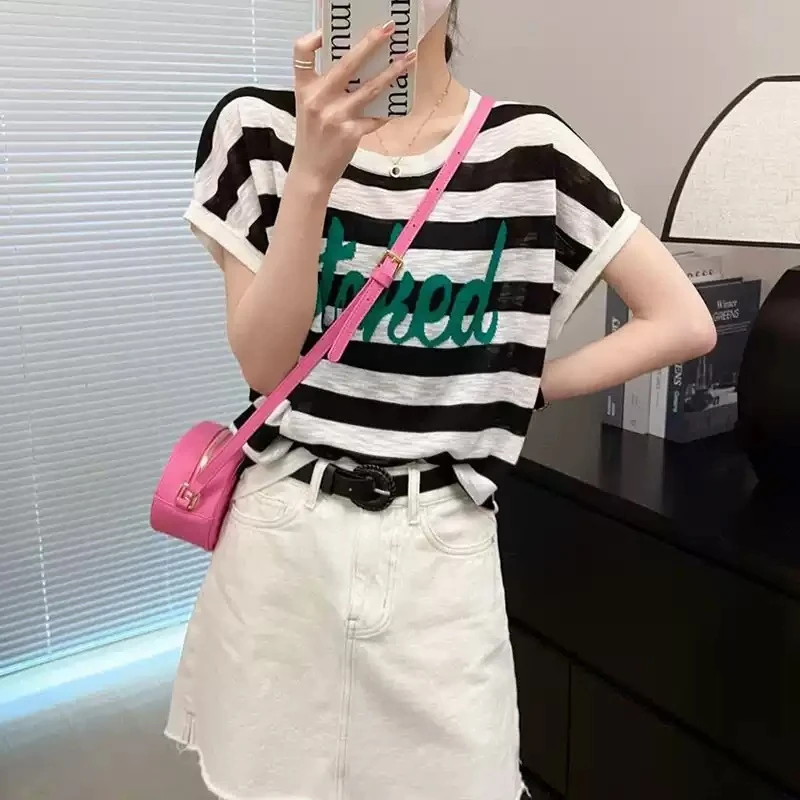 韩系穿搭短袖t恤女夏季薄款2025新款时尚洋气减龄宽松显瘦上衣ins