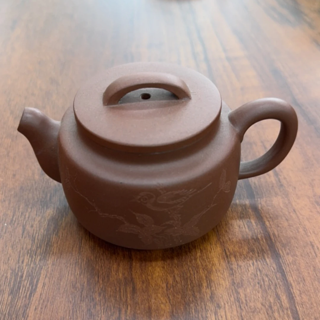 宜兴牛盖莲子壶紫砂壶泥壶茶壶井栏壶泡茶壶茶具旧壶180cc