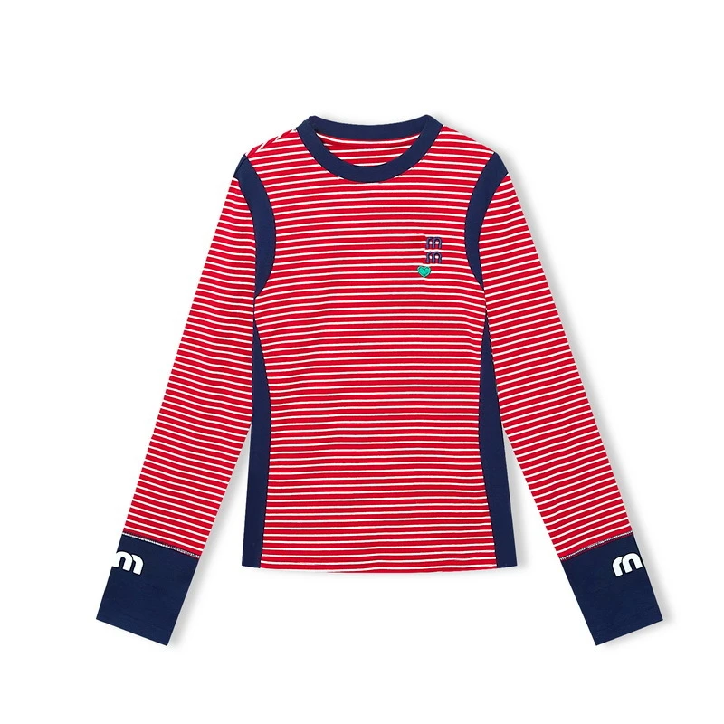 【桐桐】-潮牌设计感潮酷修身百搭简约圆领长袖上衣29784