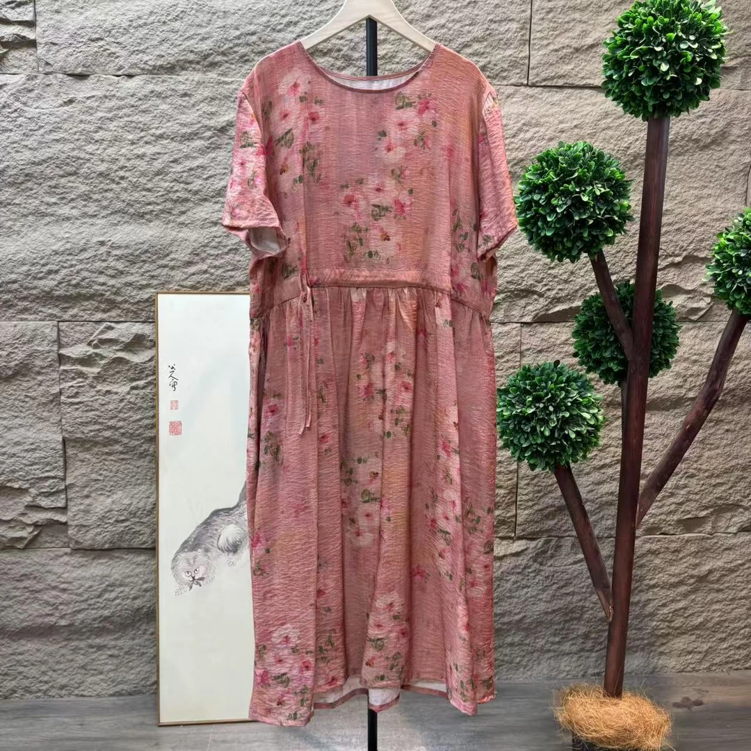 10543新款夏季减龄洋气优雅宽松碎花连衣裙QZ