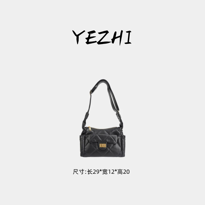 【高货系列】2025年新款时尚百搭单肩斜挎菱格女包B0157黑色