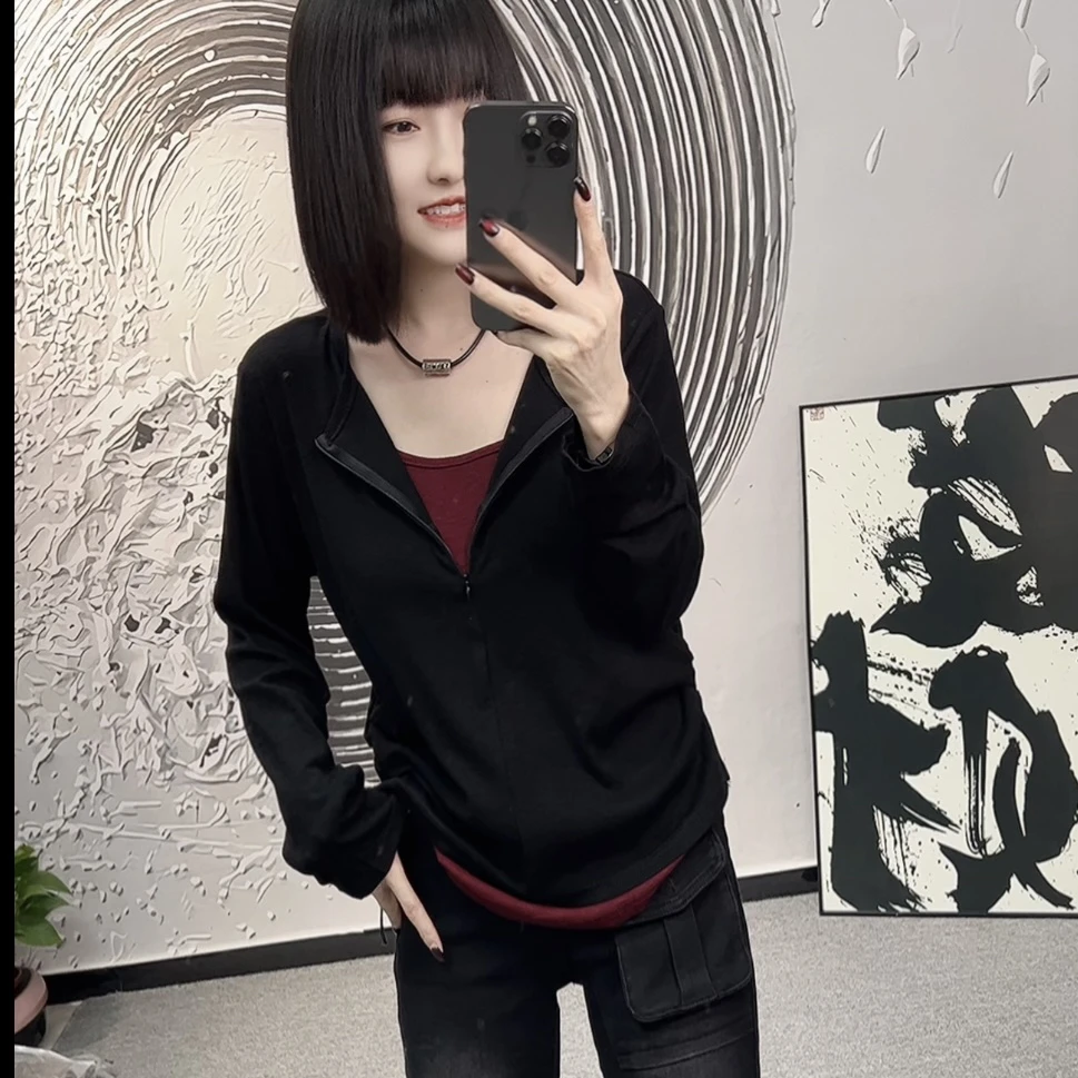 小爽•原创显瘦百搭黑色设计感长袖