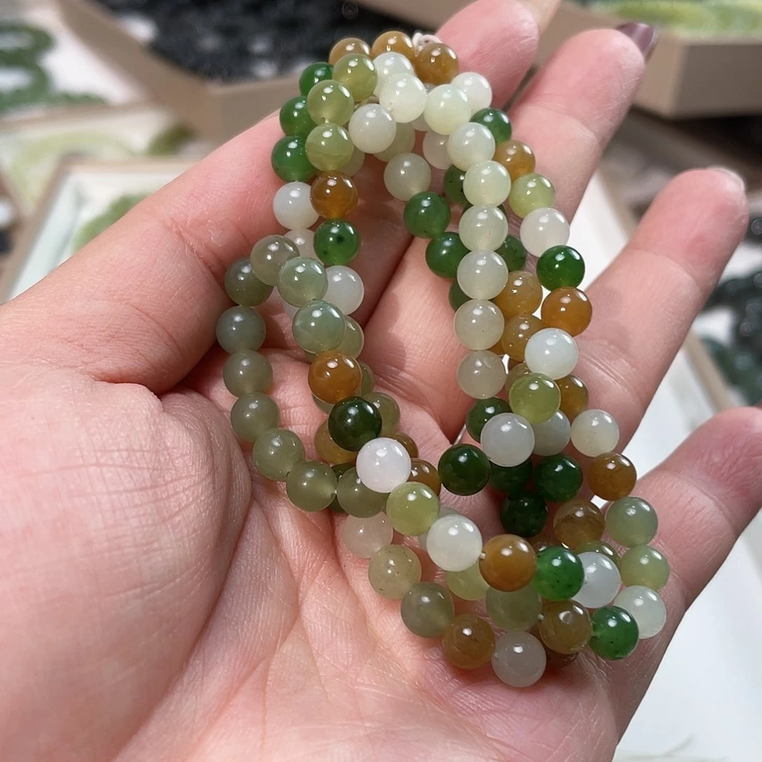 和田玉手链未镶嵌108 卡6