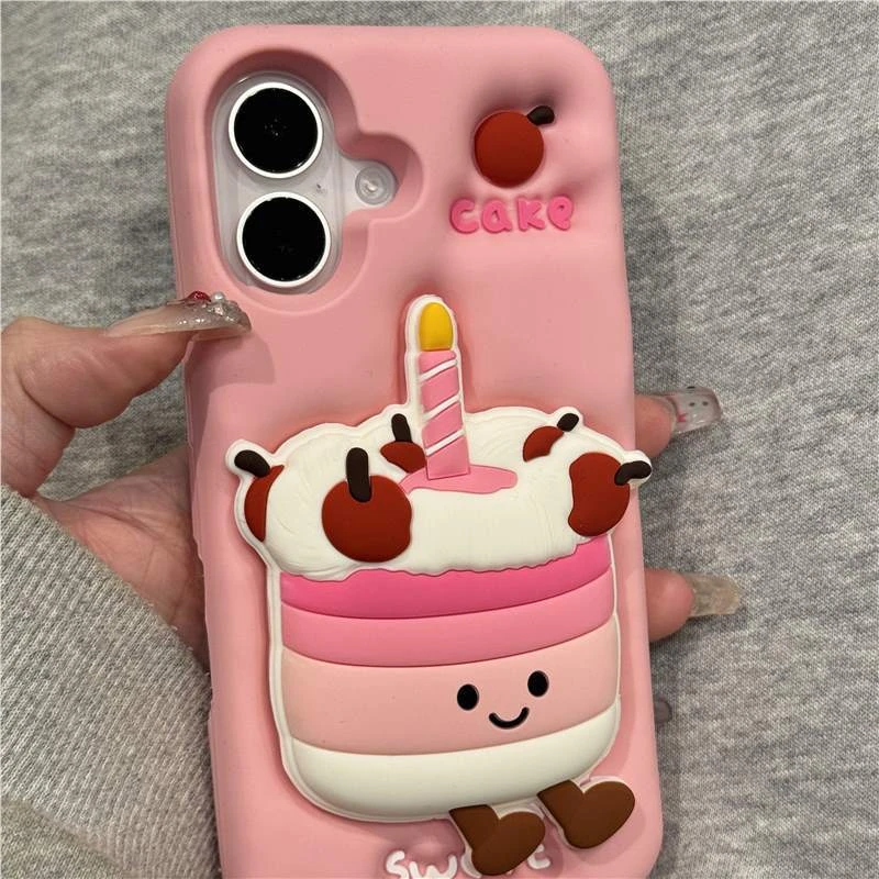 粉底立体樱桃蛋糕支架适用ihone16promax苹果15pro壳14新款13