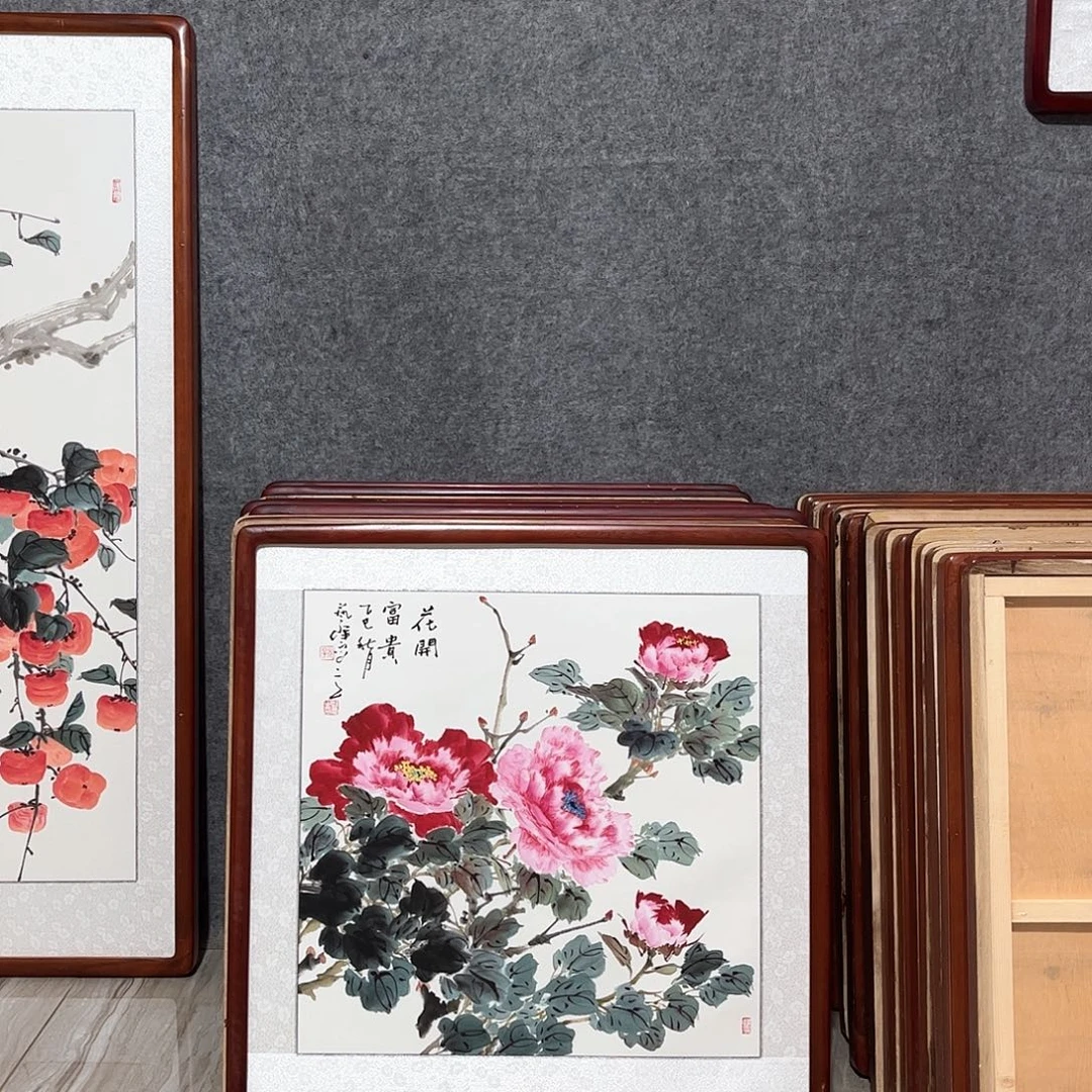 国画书画作品带框63×63