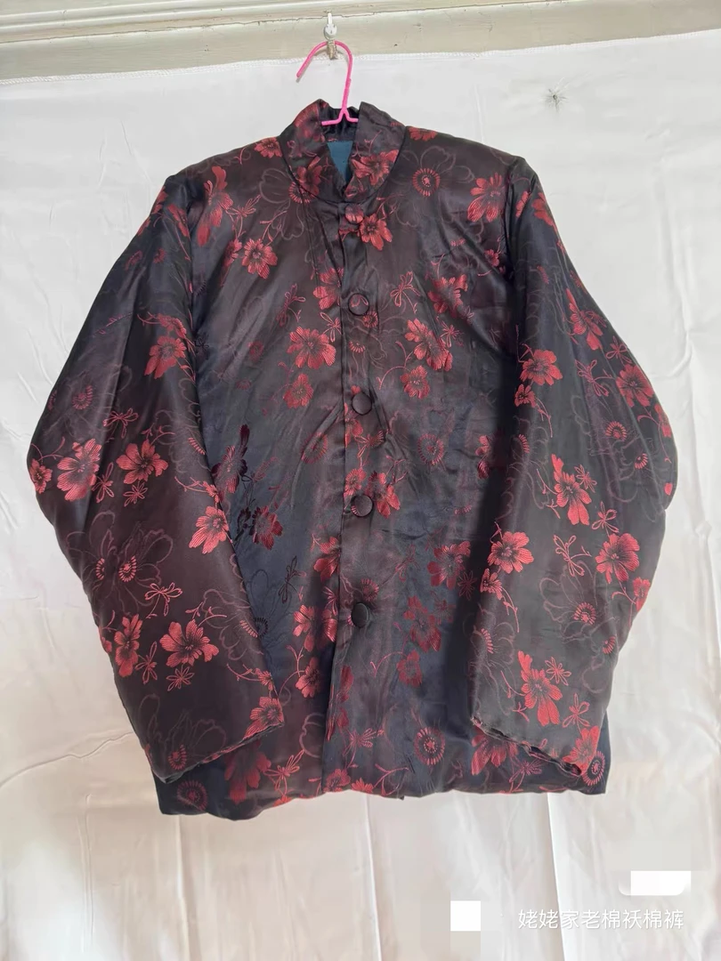 女款里外桑蚕丝大码厚款手工棉花袄