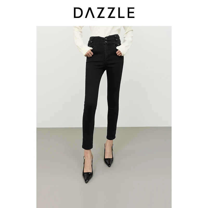 DAZZLE地素裤子2024牛仔打底裤2I4R7011A